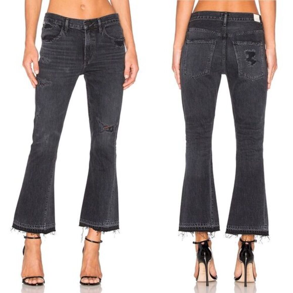 Citizens Of Humanity Sasha Twist Crop Flare 27‎ Black Hawk NWT
